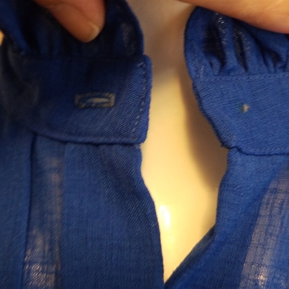 {vintage} royal blue high neck button down blouse - Picture 5 of 7